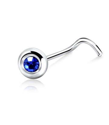 Stone Ball Silver Curved Nose Stud NSKB-19